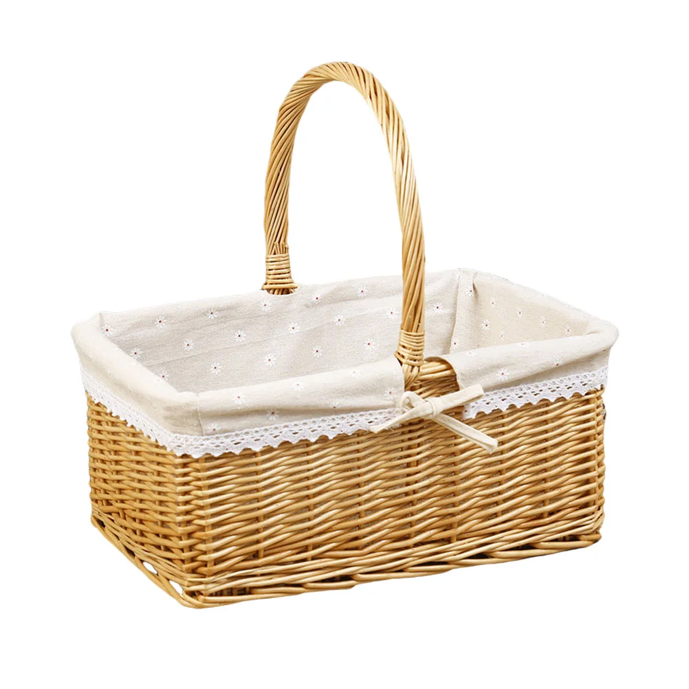 

Oval Planter Outdoor Picnic Basket Desktop Decor Candy 30x27cm Storage Container Flower Willow Holder Woven