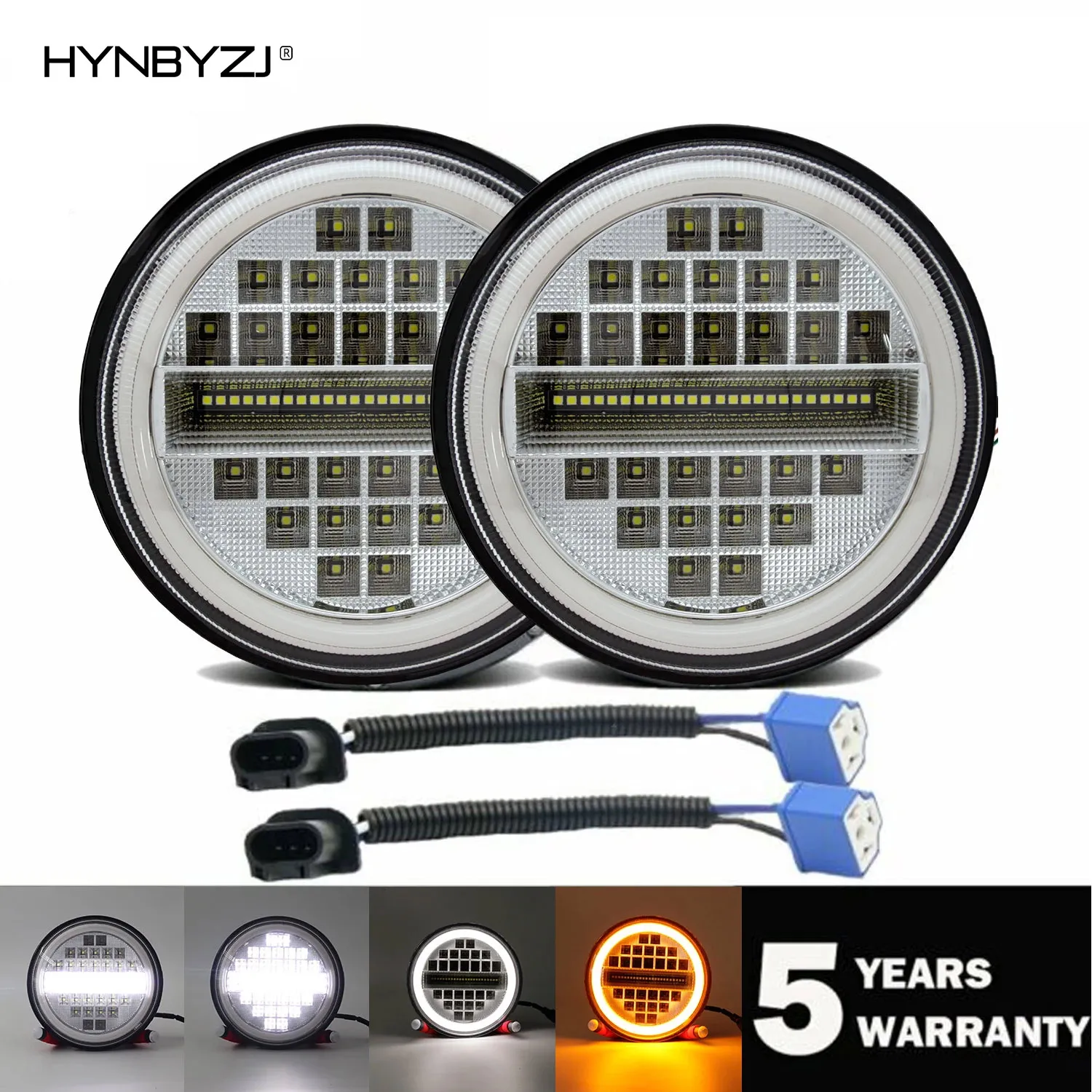 

HYNBYZJ 7 Inch LED Headlights DRL Hi/Lo Beam 80W 160W Halo Ring Amber Angel Eye For Niva Motorcycle Lada Offroad 4x4 UAZ 12V 24V