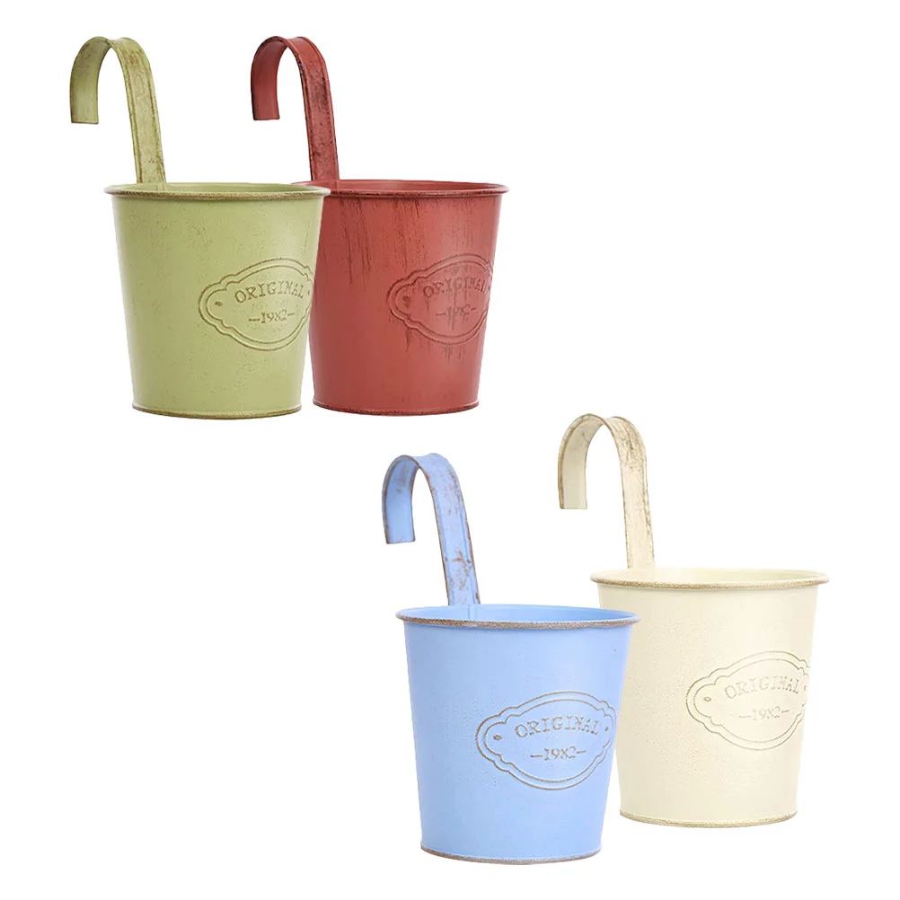 

Bucket Balconyhanging Metal Container Basket Porch Planters Fence Mini Wall Accessories Yard Hanger Patioplanting Decorative