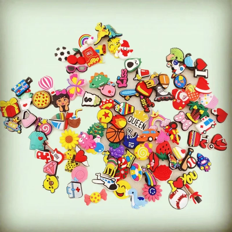 100pcs /Set Shoe Charms  PVC Anime  Cartoon Shoe Decorations  For Croc Jibz Charms Kids Party Gifts