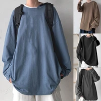 autumn top solid color sports good workmanship o neck male fall top casual male top for home