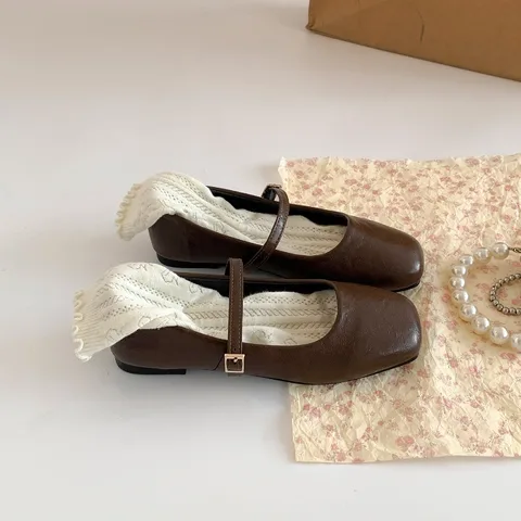 Весенние женские балетки, удобные туфли с квадратным носком, уличный стиль, женские элегантные модельные туфли Мэри Джейн