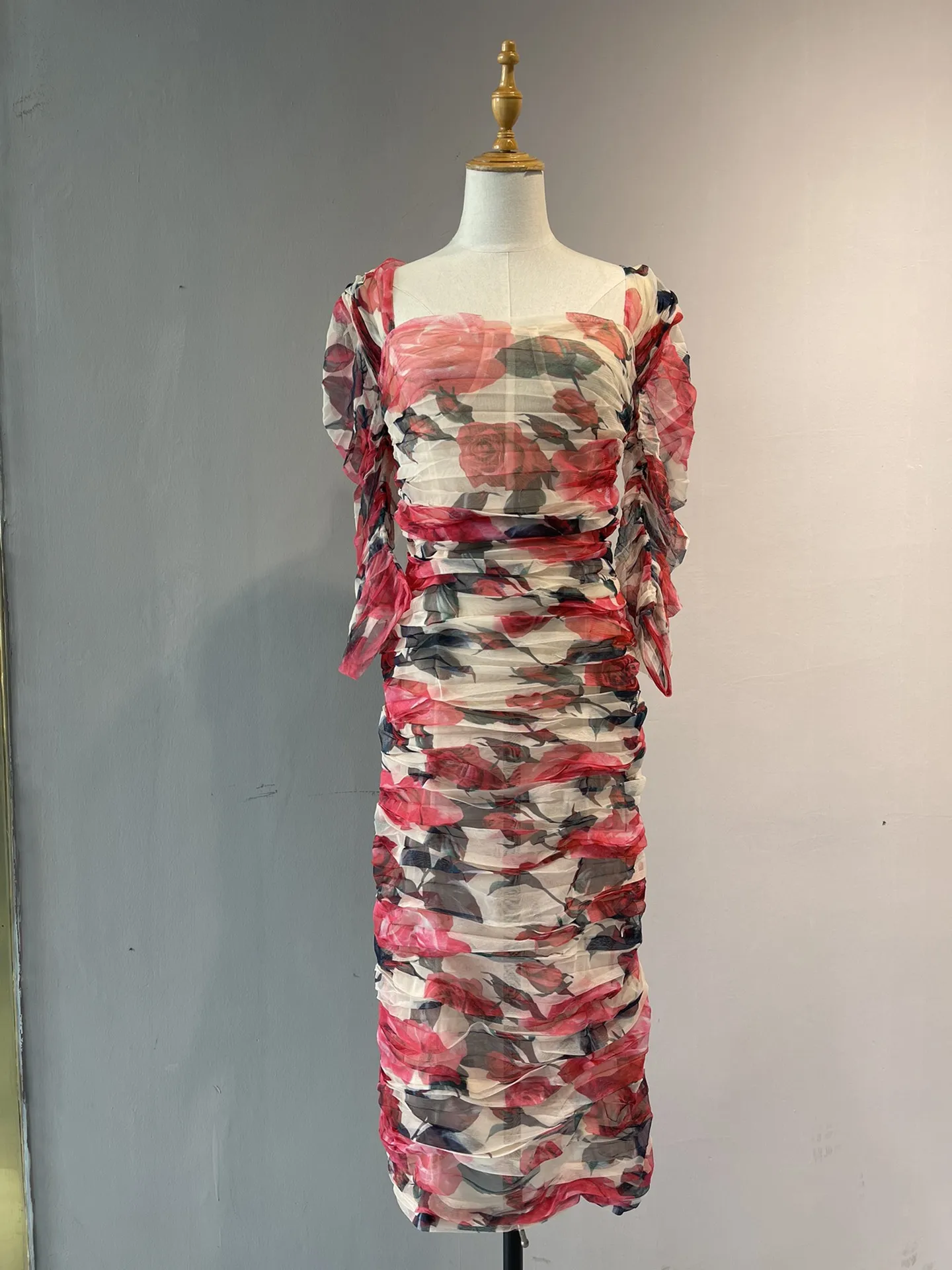 Female Clothing Woman Clothes Women's Dress Evening Party Elegant Dresses Prom Dresses Summer 2022 Pleated Printing Slim Dress