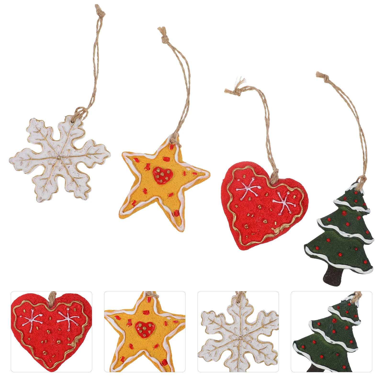 

4 Pcs Christmas Tree Decoration Pendant Xmas Ball Ornaments Decorations Cartoon Red Pentagram Supplies Decorative Pendants