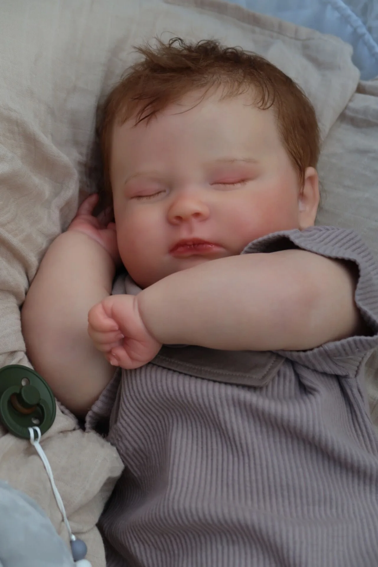 

60CM Bebe Reborn Finished Doll Boy With Hand-rooted Hair Lifelike Hand-detailed Painted High Quality Art Doll