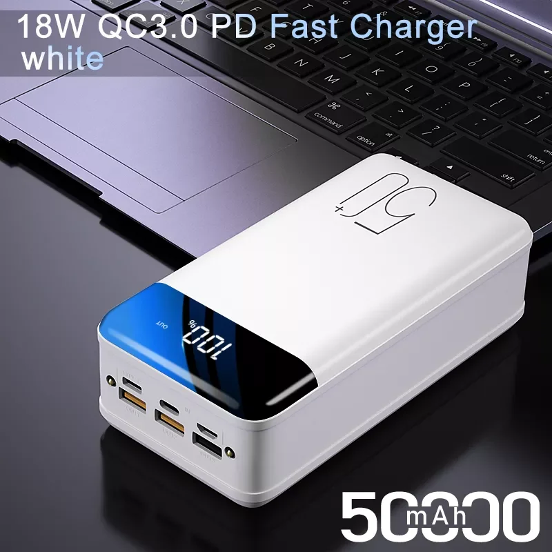 

NEW2023 Top. Power Bank 50000mAh Large Capacity LED Powerbank 50000 mAh 2.1A Fast Charging External Battery Charger For iPhone