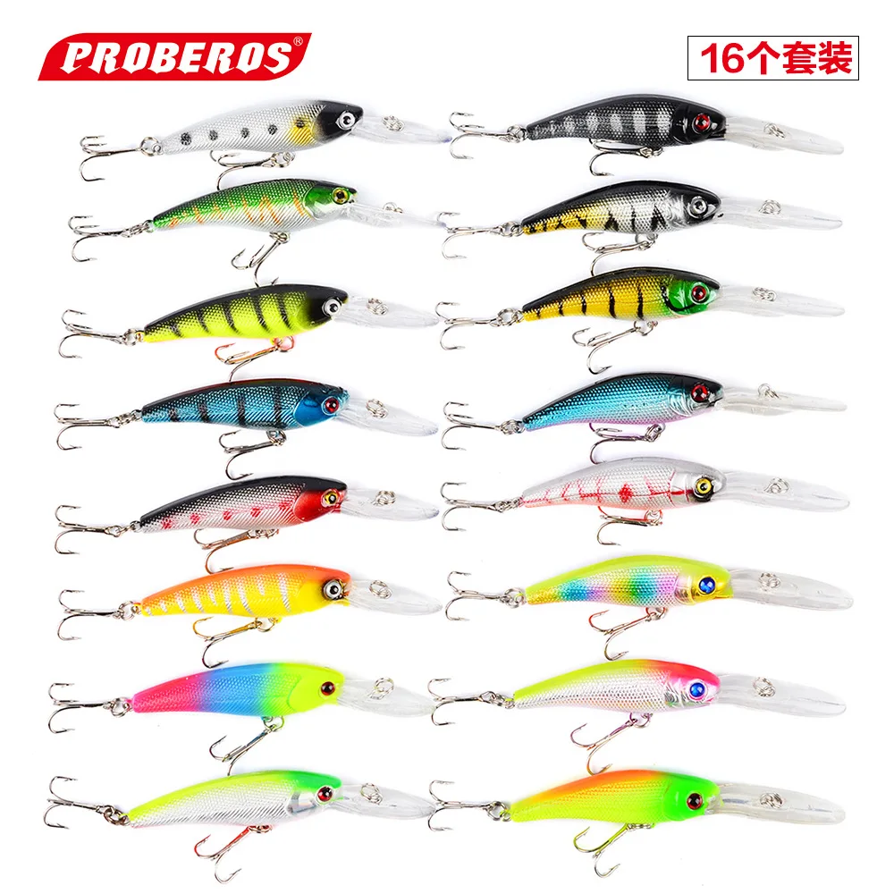 

16pcs/Set Minnow Lure Mixed Set Artificial Hard Baits Lifelike Wobbler Fly Fishing Lure