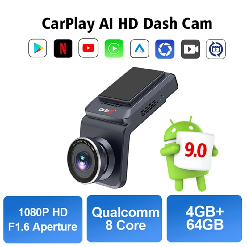 

Carlinkit Carplay Ai Box Dash Cam Wireless Carplay Android Auto 4 In 1 Android Tv Box 1080P HD GPS 4G Driving Recorder