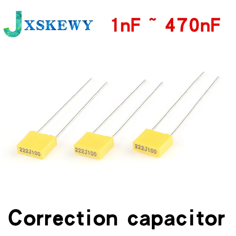 

20pcs Polypropylene Safety Plastic Film 100V 1nF ~ 470nF 100nf 220nf 10nf 47nf 22nf 1nf 0.47uf 0.1uf 330nf Correction capacitor