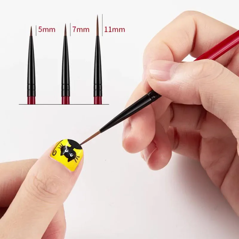 

3Pcs Nail Brushes Line Drawing Nail Painting Pen Professional Nail Art DIY Set Acrylic Manicure French Thin Stripe Design Tools