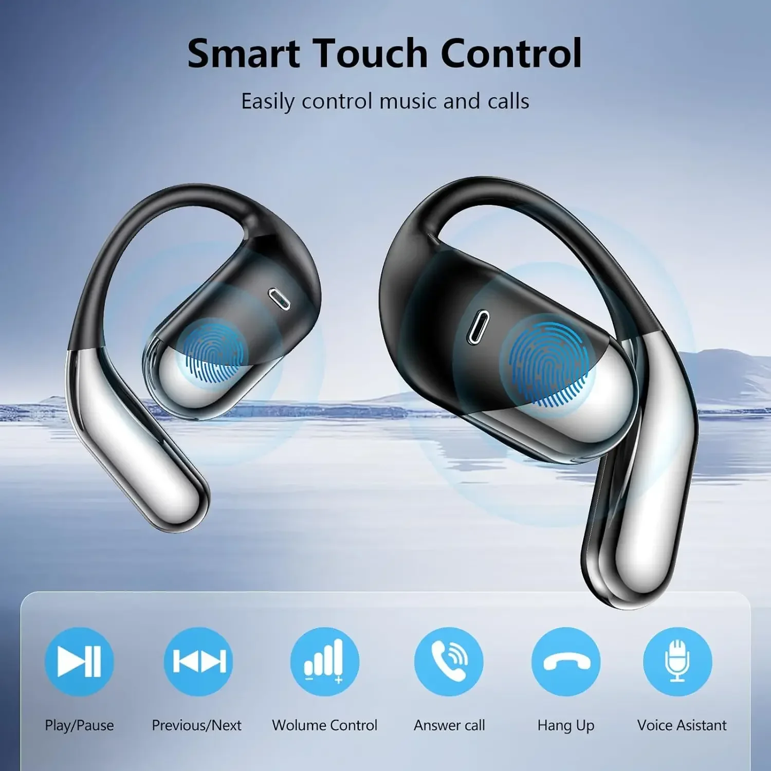 Фото Наушники Q16H3 Bluetooth V6.1 с AI-переводом, спортивные OWS-наушники, удобные, ультралегкие, с креплением на ухо, беспроводные, с микрофоном №3