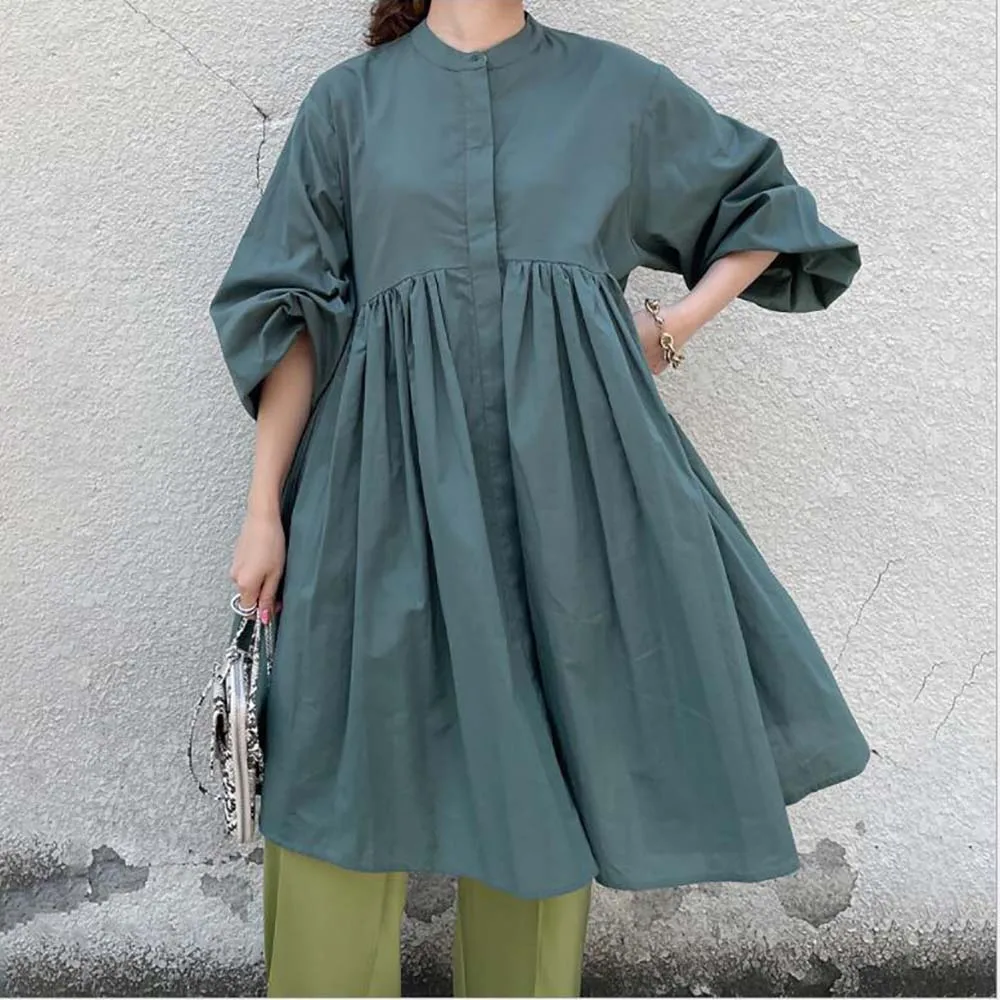 

Блузка женская однотонная с длинным рукавом, Свободный Топ, рубашка с куклой в японском и корейском стиле, модный топ на осень-зиму