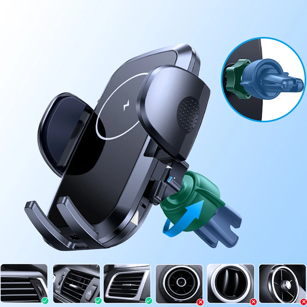 

Universal Car Wireless Phone Charging Holder 360 Degree Rotatable Air Outlet Charger Mount
