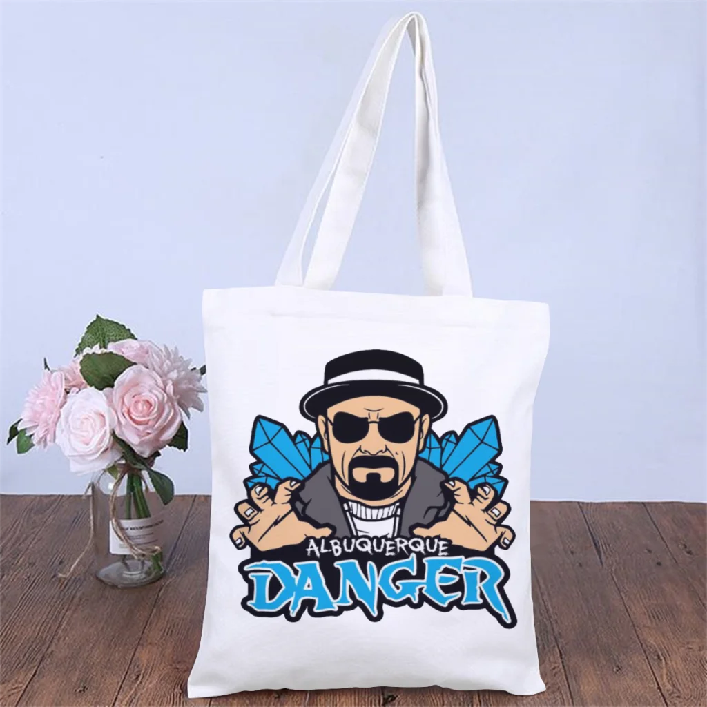 

DangerHandbag Breaking Bad Walter White TV Show Shoulder Canvas Bags Unisex Storage Pocket Shopper HandBags Large Pouch Tote Bag
