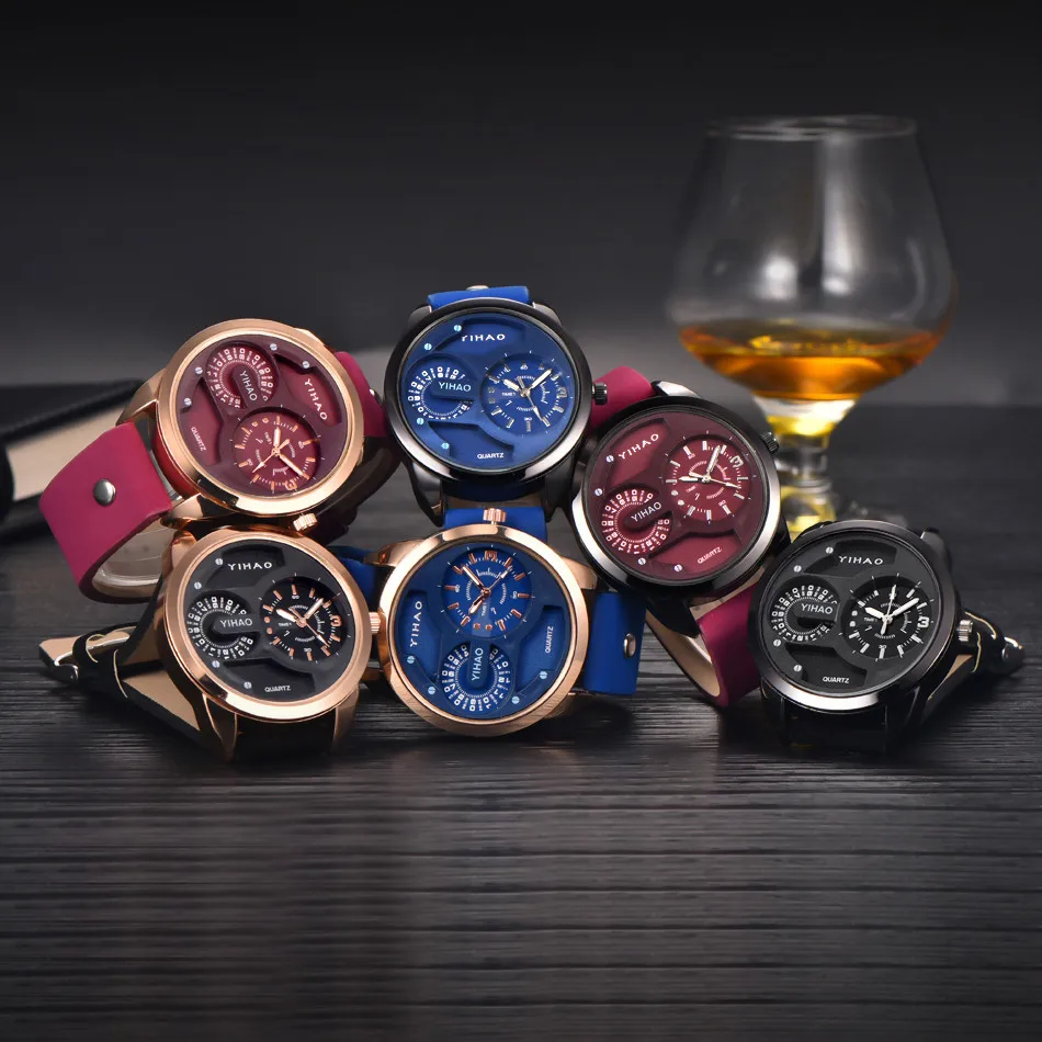 

Современные модные кварцевые черные элегантные часы с круглым циферблатом, кожаный ремешок, высококачественные спортивные уличные часы, водонепроницаемые часы