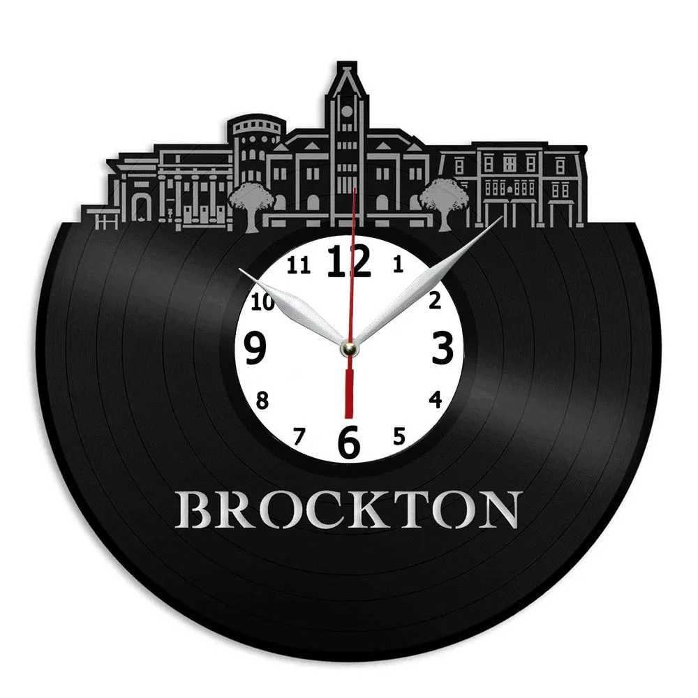 

Виниловые настенные часы Brockton MA, 12 дюймов, домашний декор для комнаты, подарок для друга ручной работы