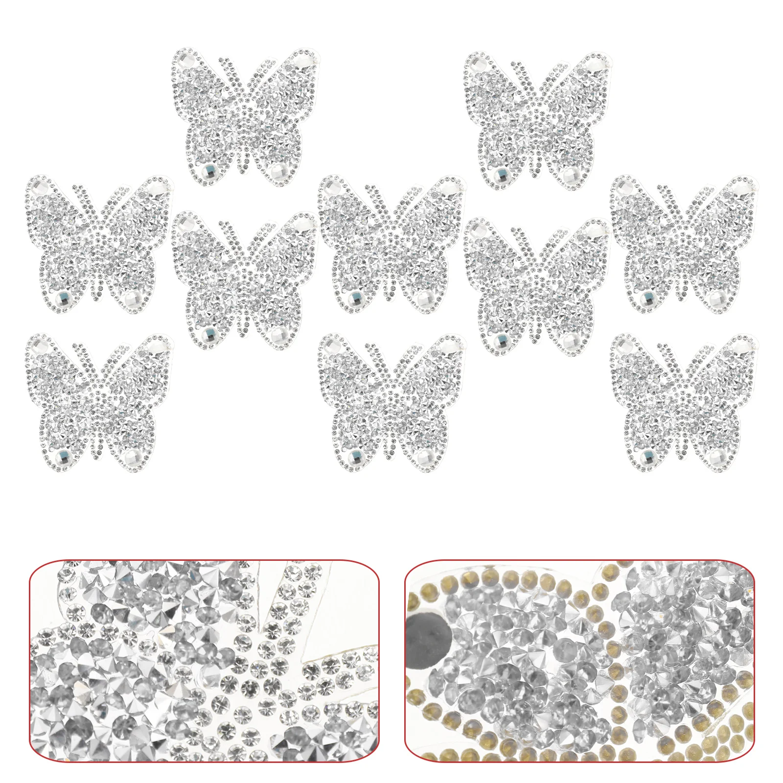 

10 Pcs Butterfly Hot Diamond Stickers Embroidered Shirt Repairing Patches Decor Home Crystal Garment Self-adhesive Back DIY