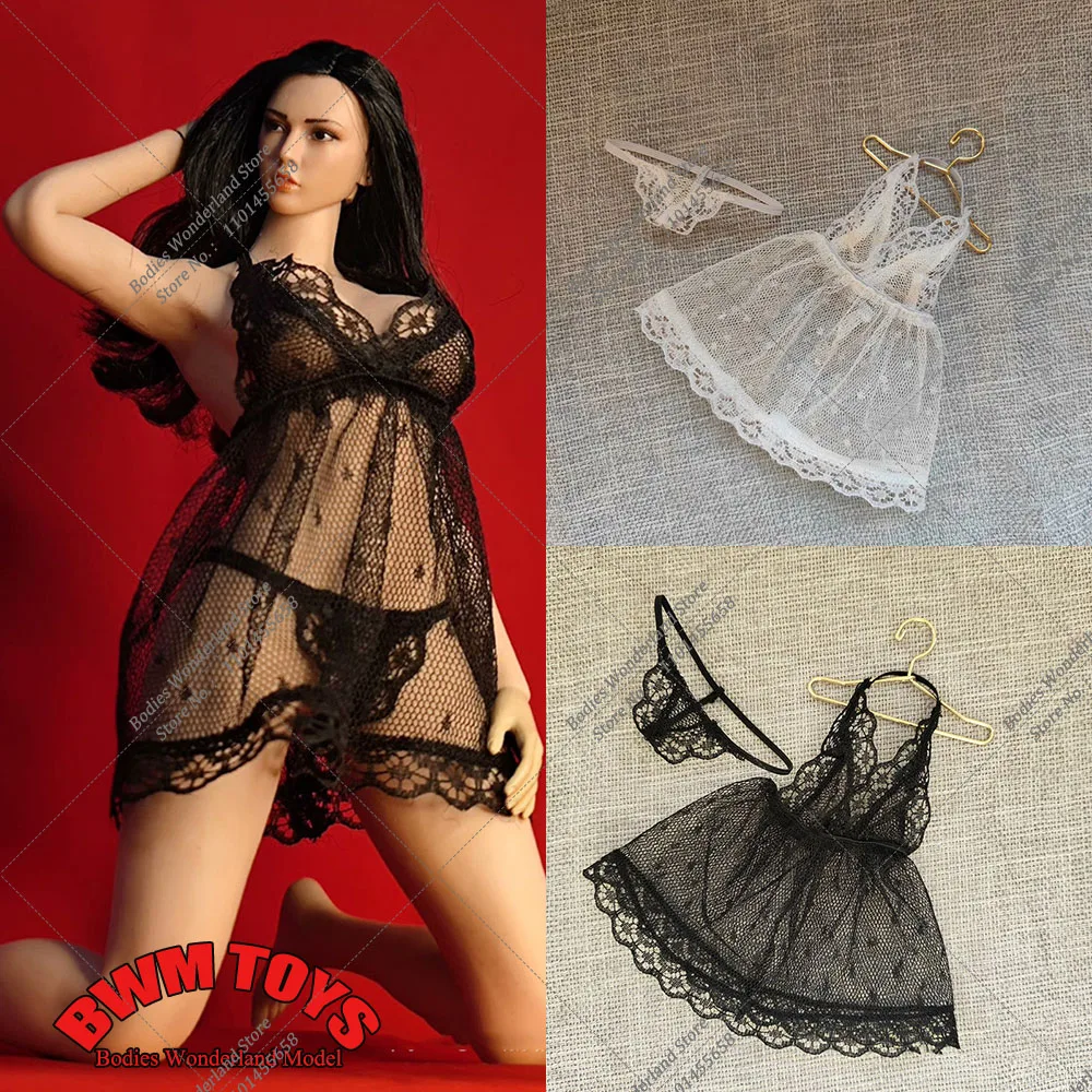 

1/6 Scale Pajama Set Sexy Women Lingerie Perspective Lace Tulle Nightwear Sleepwear Briefs Underpants for 12'' Action Figure