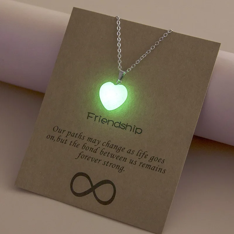 

Charm Luminous Geometric Necklace for Women Men Glowing In The Dark Jewelry Heart Star Pendant Chain Choker Friendship Gifts