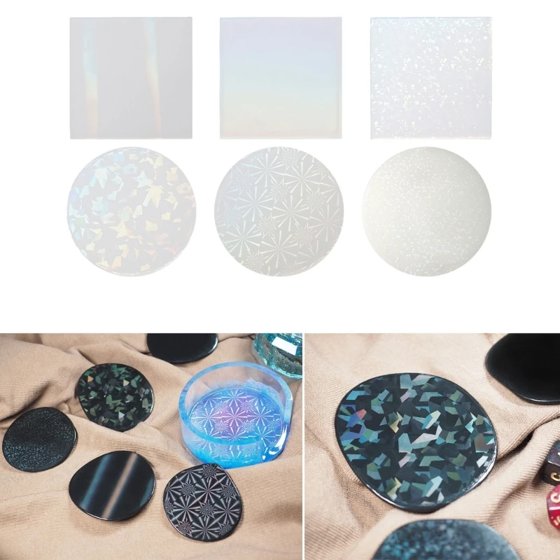 

6Pcs/3/1Pc Round Square Light and Shadow Silicone Mold Inserts for Epoxy Resin Casting Mould Office Home Decorations