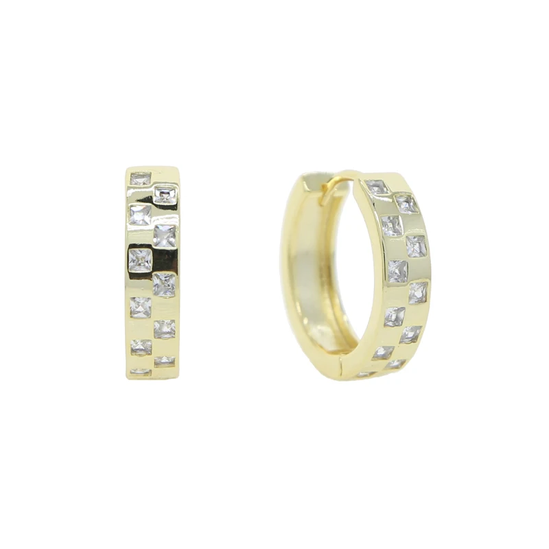 

Женские серьги-кольца с фианитом, серьги золотого цвета, 5А