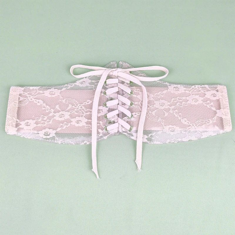 

Girls Corset Belt Top Waist Shapewear Top for Women Teen Pink Cinches Waistband Lace Slim See-through Corset