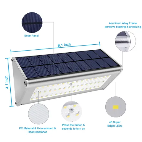 Солнечная лампа 1100LM 48 LED для улицы
