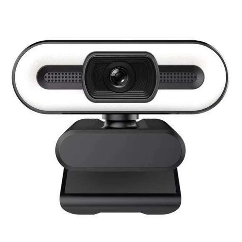 

HD Camera With Ring Light Built-In Microphone Auto Focus USB Plug-And-Play Webcam For PC Laptop Desktop