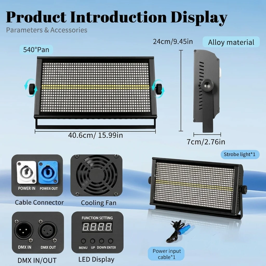 Светодиодный стробоскоп 200 Вт, 48+8 сегментов, RGB+W, DMX512, с функцией звуковой активации, пиксельный эффект для дискотек, баров, караоке, вечеринок (art.: 3920da1995d15) - 3920da1995d15