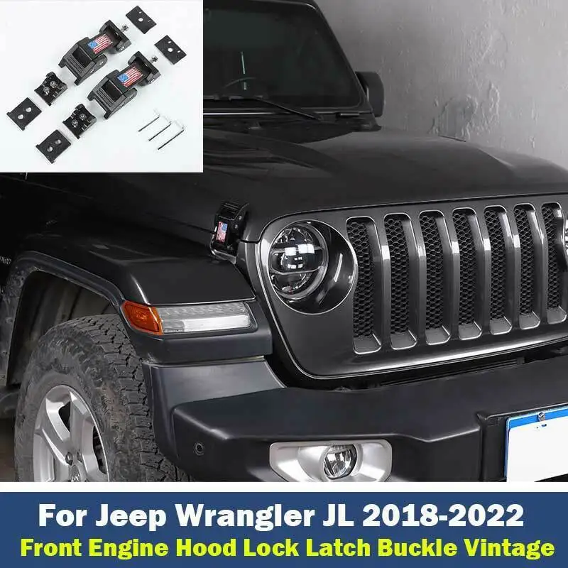 

Алюминиевая передняя защелка капота двигателя для Jeep Wrangler JL 2018-2022