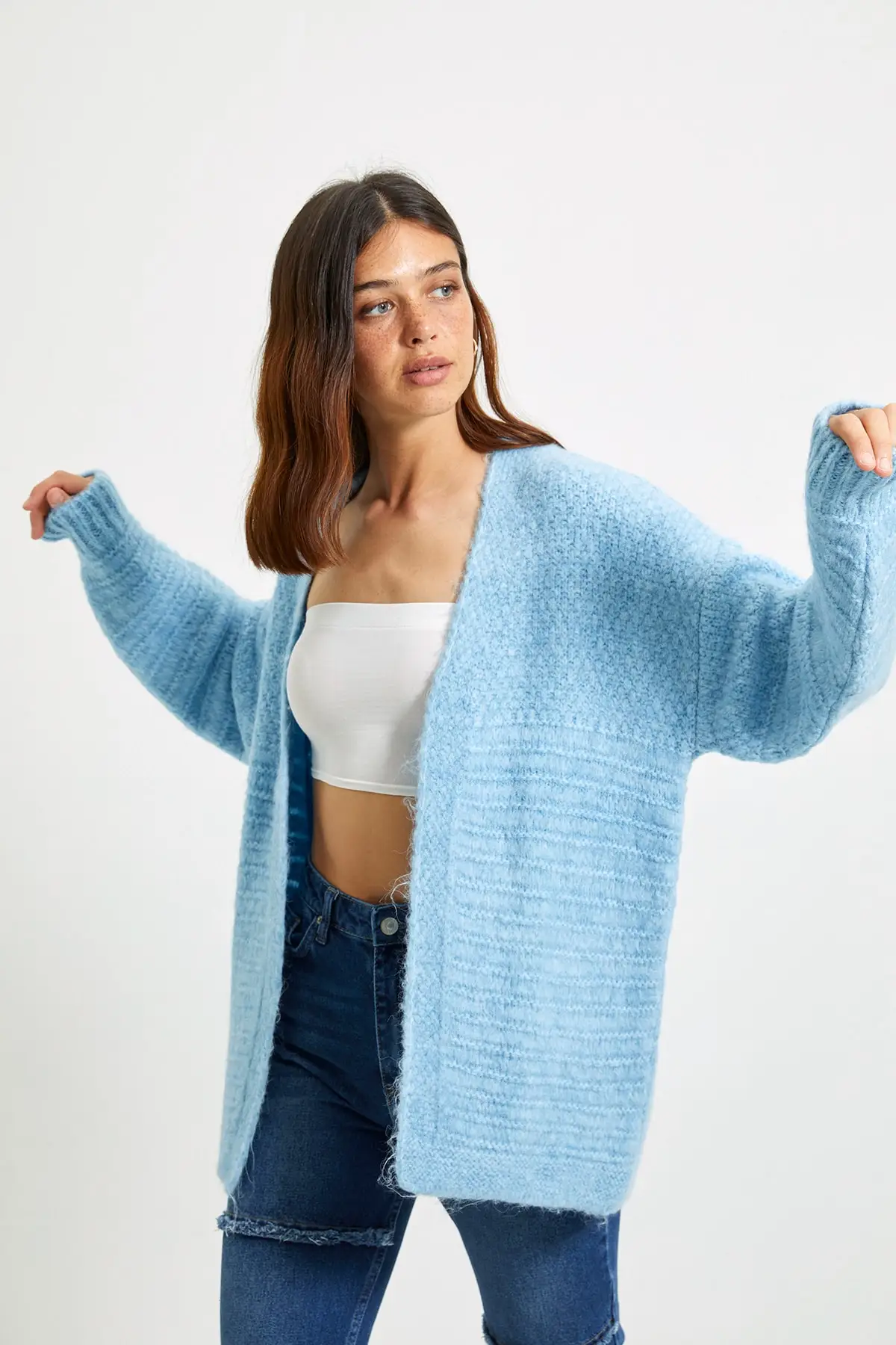 

Trendyol Mesh Detailed Knitwear Cardigan TWOAW22HI0326