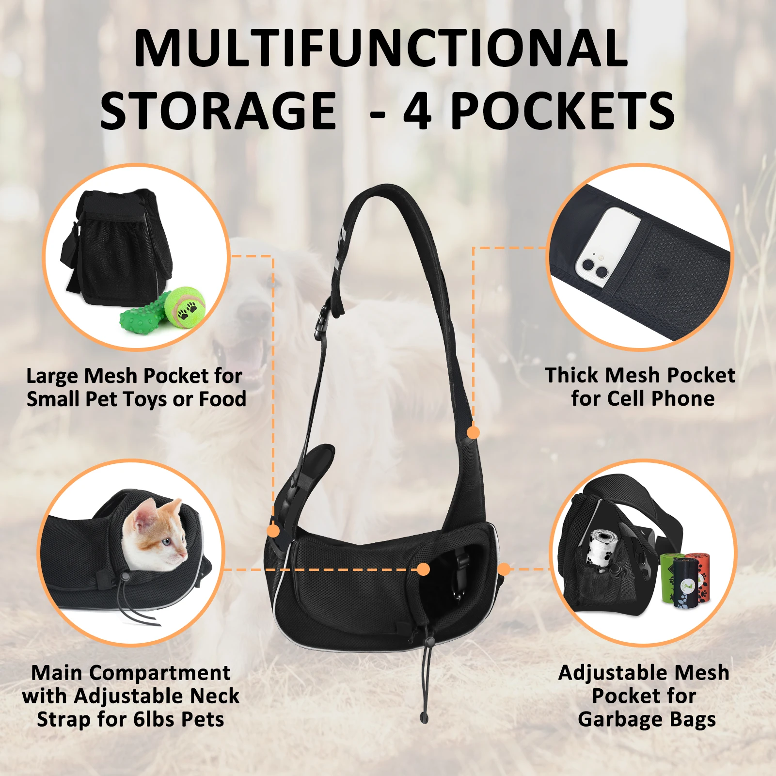 Переноска для собак Aosbos путешествий переноска домашних животных щенков без рук