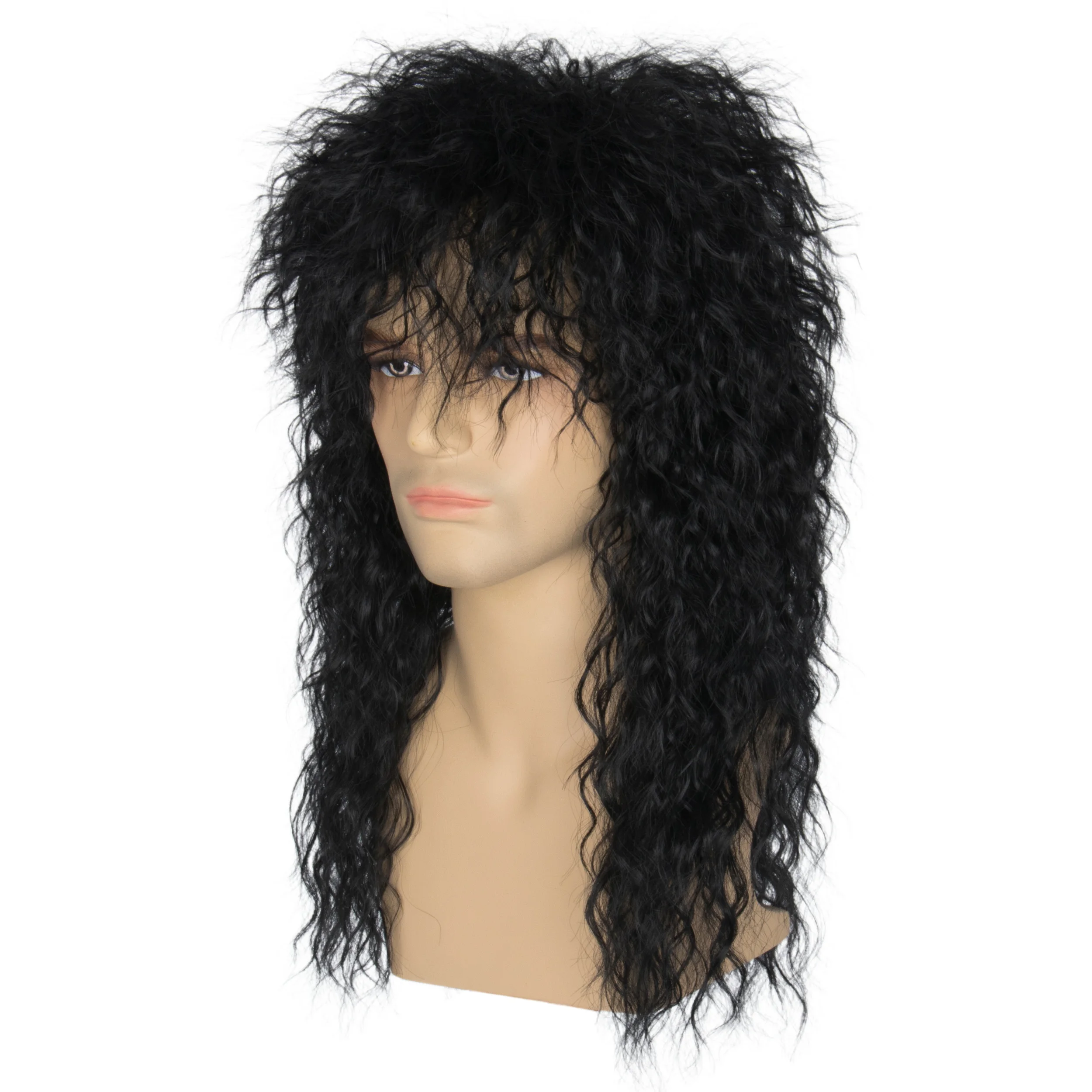 Костюмы на Хэллоуин 70s 80s качающийся чёрный длинный пушистый кудрявый