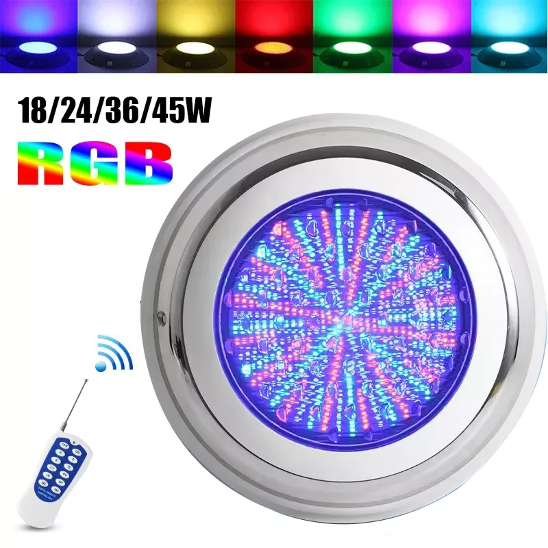 

NEW2023 RGB NEW 18/24/36/45/45W LED Underwater Swimming Pool Lights Color Changing AC12V IP68 Waterproof Lamp with Remote Contro