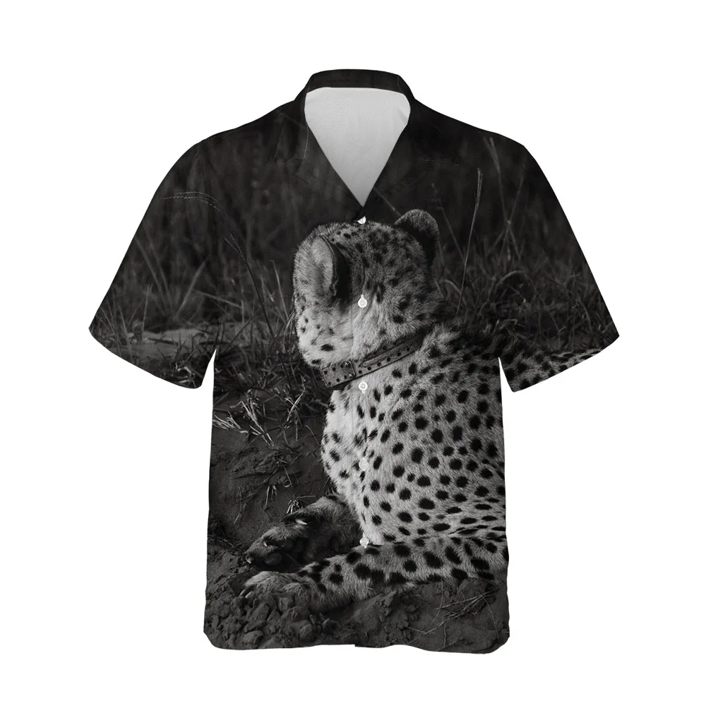 Jumeast New 3D Summer Men Shirt Fashion Cheetah Animal Picture Mens Hawaiian Shirt Short Sleeve Streetwear Breathable Blouses
