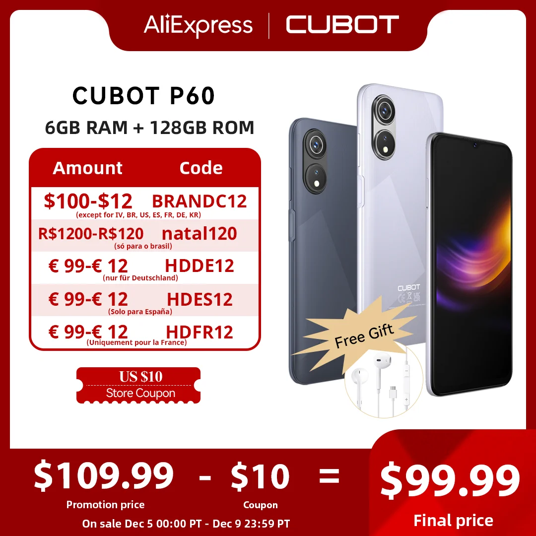 Cubot P60, Android 12 Smartphone, 6.517
