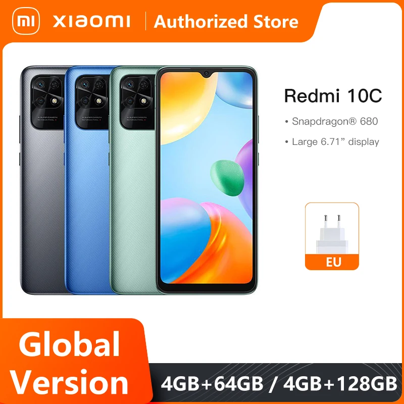 Global Version Xiaomi Redmi 10C 10 C 4GB 64GB / 128GB Smartphone Snapdragon 680 6.71