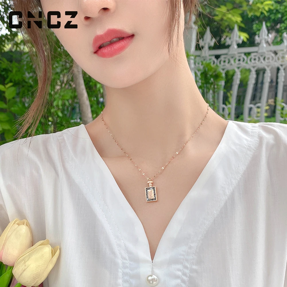 Women Accessories Love Lucky Perfume Bottle Pendant Necklace OL Style Fashion Stainless Steel Copper Long Chain Necklace Jewelry