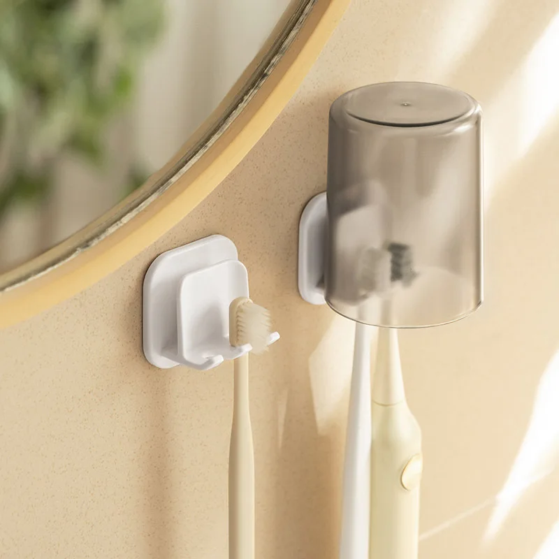 

Toothbrush Rack Wall-Mounted Punch-Free Bathroom Toothbrush Holder in Bathroom Simple Cup Holder Bath Room Accessories