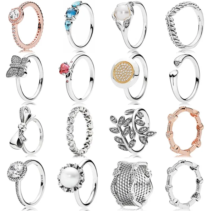 

New 925 Sterling Silver Ring Red Heart-shaped Crystal You & Me Signature Two-tone Signature Ring For Women Gift Fashion Jewelry