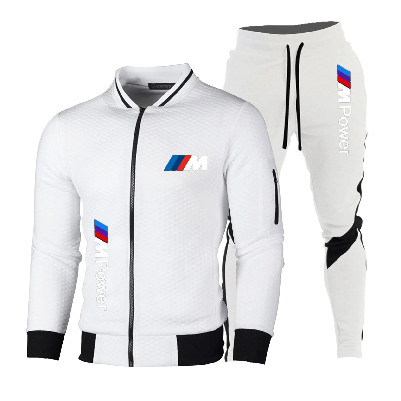 New Men's Set Sports Fashion Brand Set Full Panel Zipper Sweatshirt+Men's Sweatpants Set 2-piece Sports Slim Fit