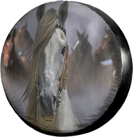 vintage horse herd art spare tire cover polyester sunscreen waterproof wheel covers for jeep trailer rv suv truck many vehicles