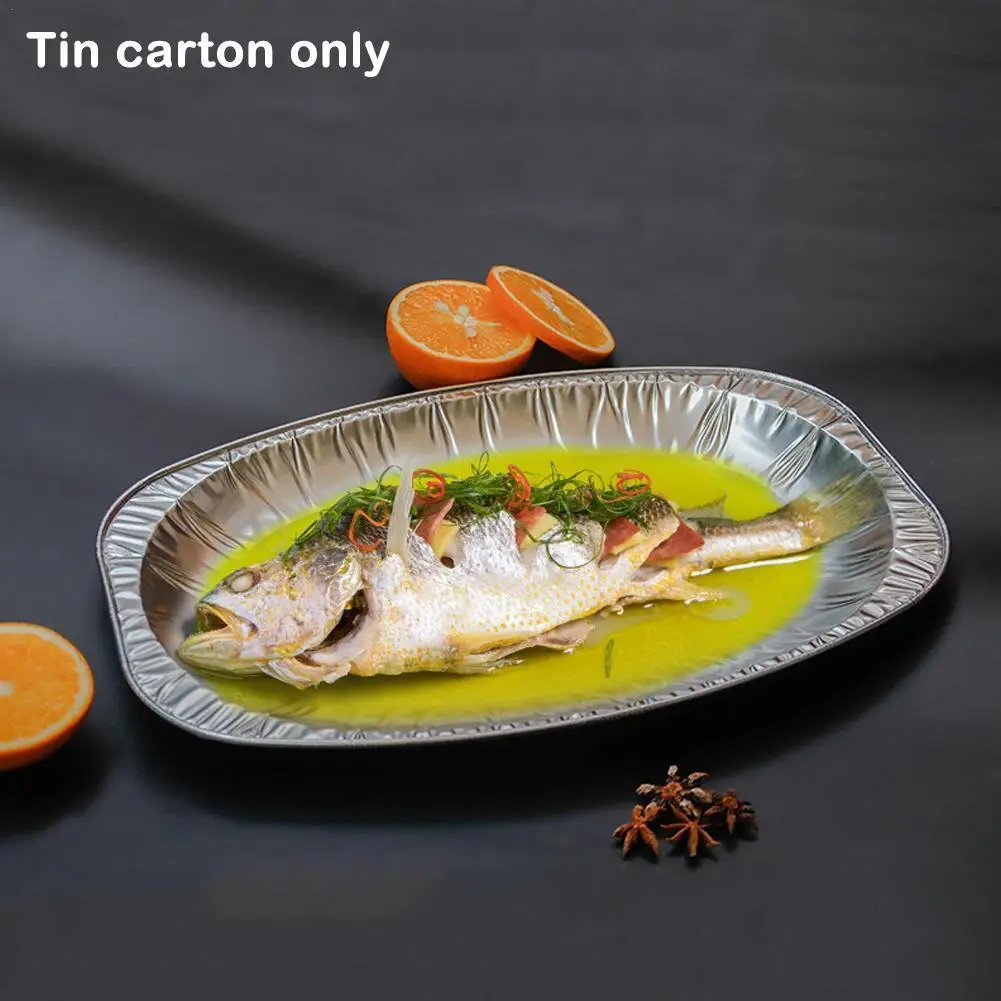 

10Pcs Tin Paper Box Aluminum Foil Disposable Barbecue Dinner Plate Thicken Household Heat-Resistant Takeaway Packaged Meal