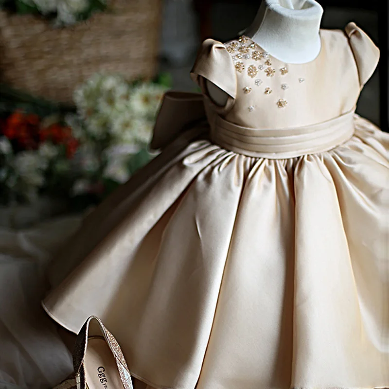

Girl Dress Sequin Beads Flower Sweet Fluffy Dress Princess Fancy Party Dress Wedding Dress Dress for Girl Formal Baptism Vestido