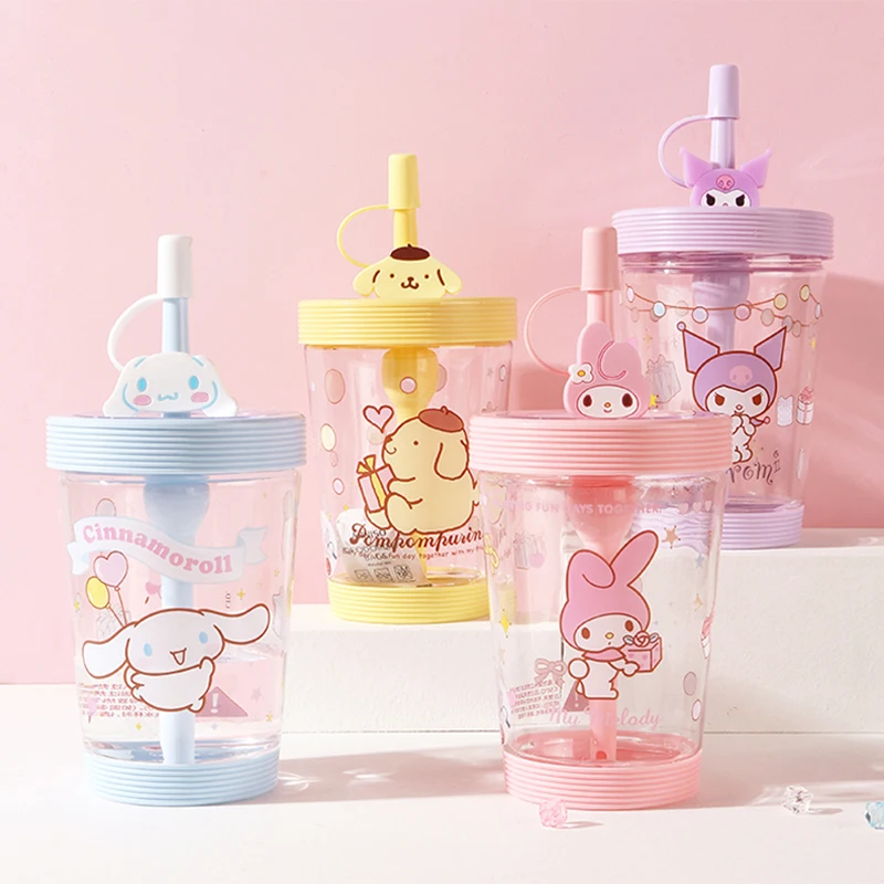 

Kawaii Cartoon Sanrioed Kuromi My Melody Cinnamoroll Cute Cartoon Colorful Accompanying Cup Straw Cup Water Cup Girl Heart Gift