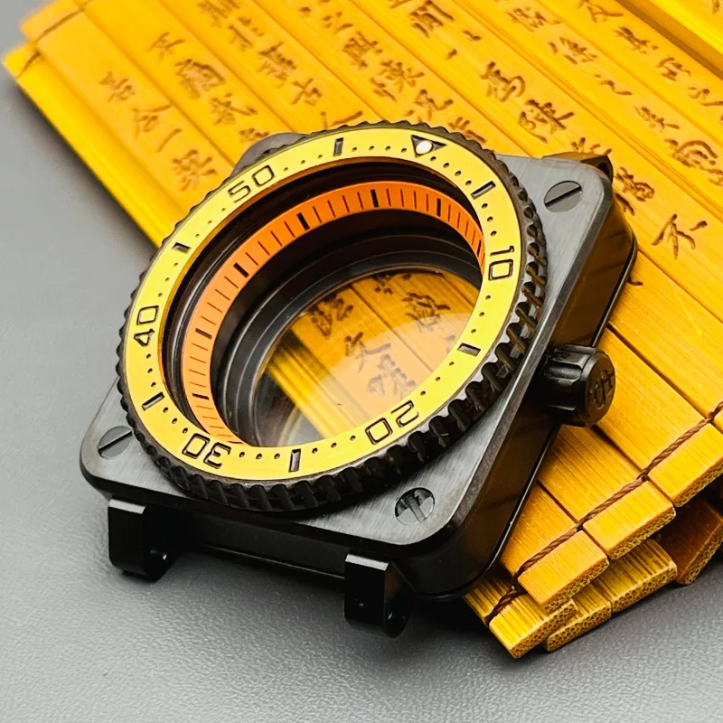 Matte Black SKX007 Square NH35 Watch Cases Fits NH35 NH36 7S26 6R Movement Seiko SKX007 Style Pilots cockpit Diving Watch Case