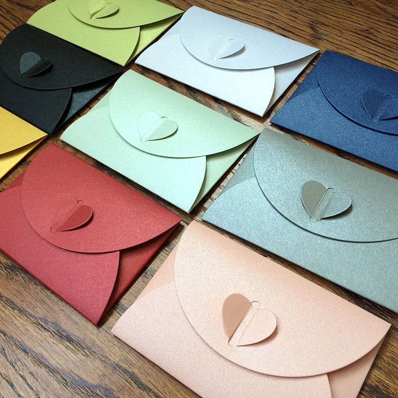 

10PCS Love buckle Pearl Paper envelope Thickening romantic love letter Invitation Business envelope Wedding Invitation 155*105mm