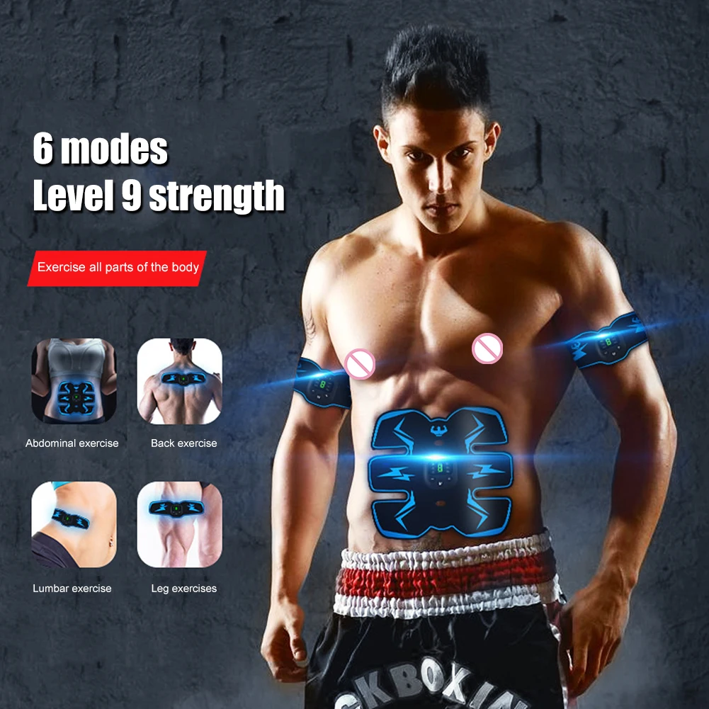 

USB LCD Electric Muscle Stimulator Abdominal Muscles Sticker Smart Wireless Rechargeable Belly Muscle Shaping Massage Stickers