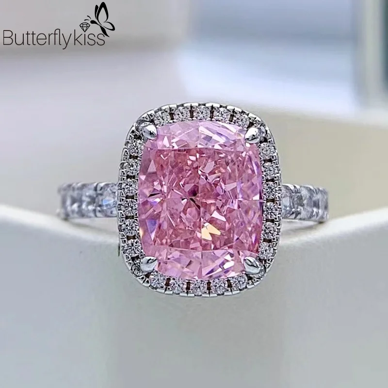 

BK Vintage 100% 925 Sterling Silver 8*10 MM Created Moissanite Gemstone Wedding Party Ring Fine Jewelry Christmas Gifs Wholesale