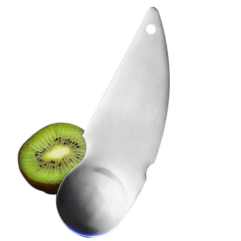 

Kiwi Fruit Spoon 2 In 1 Kiwi Spoon 304 Stainless Steel Portable Fruit Slicer Suitable For Citrus Fruits Kiwi Salads And Desserts